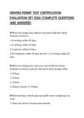 DRIVERS PERMIT TEST CERTIFICATION EVALUATION SET 2026 COMPLETE QUESTIONS AND ANSWERS