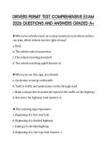DRIVERS PERMIT TEST COMPREHENSIVE EXAM 2026 QUESTIONS AND ANSWERS GRADED A&plus;