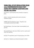 DUBAI REAL ESTATE REGULATIONS EXAM 2026 COMPREHENSIVE EXAM STUDY GUIDE WITH VERIFIED QUESTIONS AND SOLVED SOLUTIONS