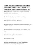 DUBAI REAL ESTATE REGULATIONS EXAM 2026 EXAM SCRIPT COMPLETE PRACTICE QUESTIONS AND CORRECT ANSWERS SET