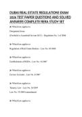 DUBAI REAL ESTATE REGULATIONS EXAM 2026 TEST PAPER QUESTIONS AND SOLVED ANSWERS COMPLETE RERA STUDY SET