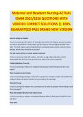 Maternal and Newborn Nursing &ndash; EXAM 2025&sol;2026 Complete Questions & Correct Detailed Answers &vert;&vert; 100&percnt; Guaranteed Pass &vert; Recent Version