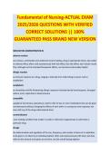 Fundamentals of Nursing &ndash; EXAM 2025&sol;2026 Complete Questions & Correct Detailed Answers &vert;&vert; 100&percnt; Guaranteed Pass &vert; Recent Version