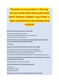 Sherpath Communication in Nursing &ndash; EXAM 2025&sol;2026 Complete Questions & Correct Detailed Answers &vert;&vert; 100&percnt; Guaranteed Pass &vert; Recent Version
