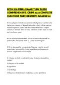 ECON 528 FINAL EXAM STUDY GUIDE COMPREHENSIVE SCRIPT 2026 COMPLETE QUESTIONS AND SOLUTIONS GRADED A&plus;