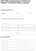 EDUC 1300 Learning Framework Test Review Chapters 1-12&colon; Questions With A&plus; Solutions