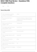 EDUC 1300 Final Review &ndash; Questions With Complete Solutions
