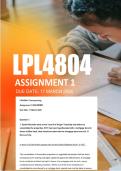 LPL4804 Assignment 1 ANSWERS 2026 - Due 17 March 2026