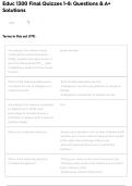 Educ 1300 Final Quizzes 1-8&colon; Questions & A&plus; Solutions