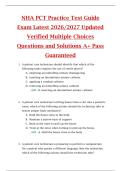 NHA PCT Practice Test Guide  Exam Latest 2026&sol;2027 Updated  Verified Multiple Choices  Questions and Solutions A&plus; Pass  Guaranteed 