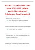 NHA PCT&sol;A Study Guide Exam  Latest 2026&sol;2027 Updated  Verified Questions and  Solutions A&plus; Pass Guaranteed 