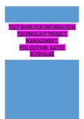 Information Technology Project Management&comma; 9th Edition - Schwalbe Test Bank - All 13 Chapters and Rationales Included