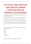 PCT Practice Study Guide Exam  Latest 2026&sol;2027 Updated  Verified Questions and  Solutions A&plus; Pass Guaranteed 