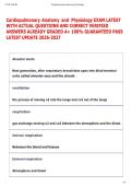 Cardiopulmonary Anatomy and Physiology EXAM LATEST  WITH ACTUAL QUESTIONS AND CORRECT VERIFIED  ANSWERS ALREADY GRADED A&plus; 100&percnt; GUARANTEED PASS  LATEST UPDATE 2026-2027 