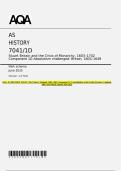 AQA  AS HISTORY 7041&sol;1C The Tudors&colon; England&comma; 1485&ndash;1603 Component 1C Consolidation of the Tudor Dynasty&colon; England&comma; 1485&ndash;1547 Mark scheme June 2025
