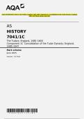AQA AS HISTORY 7041&sol;1C The Tudors&colon; England&comma; 1485&ndash;1603 Component 1C Consolidation of the Tudor Dynasty&colon; England&comma; 1485&ndash;1547 Mark scheme June 2025