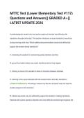 MTTC Test &lpar;Lower Elementary Test &num;117&rpar;  Questions and Answers&vert;&vert; GRADED A&plus;&vert;&vert;  LATEST UPDATE 2026 