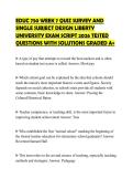 EDUC 750 WEEK 7 QUIZ SURVEY AND SINGLE SUBJECT DESIGN LIBERTY UNIVERSITY EXAM SCRIPT 2026 TESTED QUESTIONS WITH SOLUTIONS GRADED A&plus;