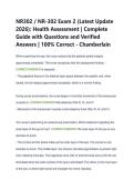 NR302 &sol; NR-302 Exam 2 &lpar;Latest Update  2026&rpar;&colon; Health Assessment &vert; Complete  Guide with Questions and Verified  Answers &vert; 100&percnt; Correct - Chamberlain 