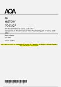   AQA AS HISTORY 7041&sol;2P The Transformation of China&comma; 1936&ndash;1997 Component 2P The emergence of the People&rsquo;s Republic of China&comma; 1936&ndash;1962 Mark scheme June 2025
