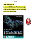TEST BANK FOR   Basic and Clinical Pharmacology   16th Edition by Bertram G&period; Katzung    Chapters 1 - 66 Complete 