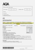 AQA AS GEOGRAPHY Paper 2&Tab;Human geography and geography fieldwork investigation QP MAY 2025