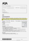 AQA AS GEOGRAPHY Paper 1&Tab;Physical geography and people and the environment QP MAY 2025