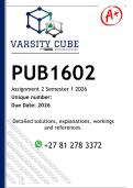 PUB1602 Assignment 2 &lpar;DETAILED ANSWERS&rpar; Semester 1 2026 - DISTINCTION GUARANTEED
