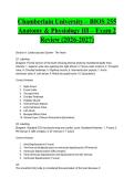 Chamberlain University &ndash; BIOS 255 Anatomy & Physiology III &ndash; Exam 2 Review &lpar;2026-2027&rpar;