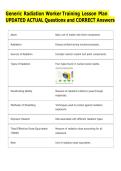 Generic Radiation Worker Training Lesson Plan  UPDATED ACTUAL Questions and CORRECT Answers 