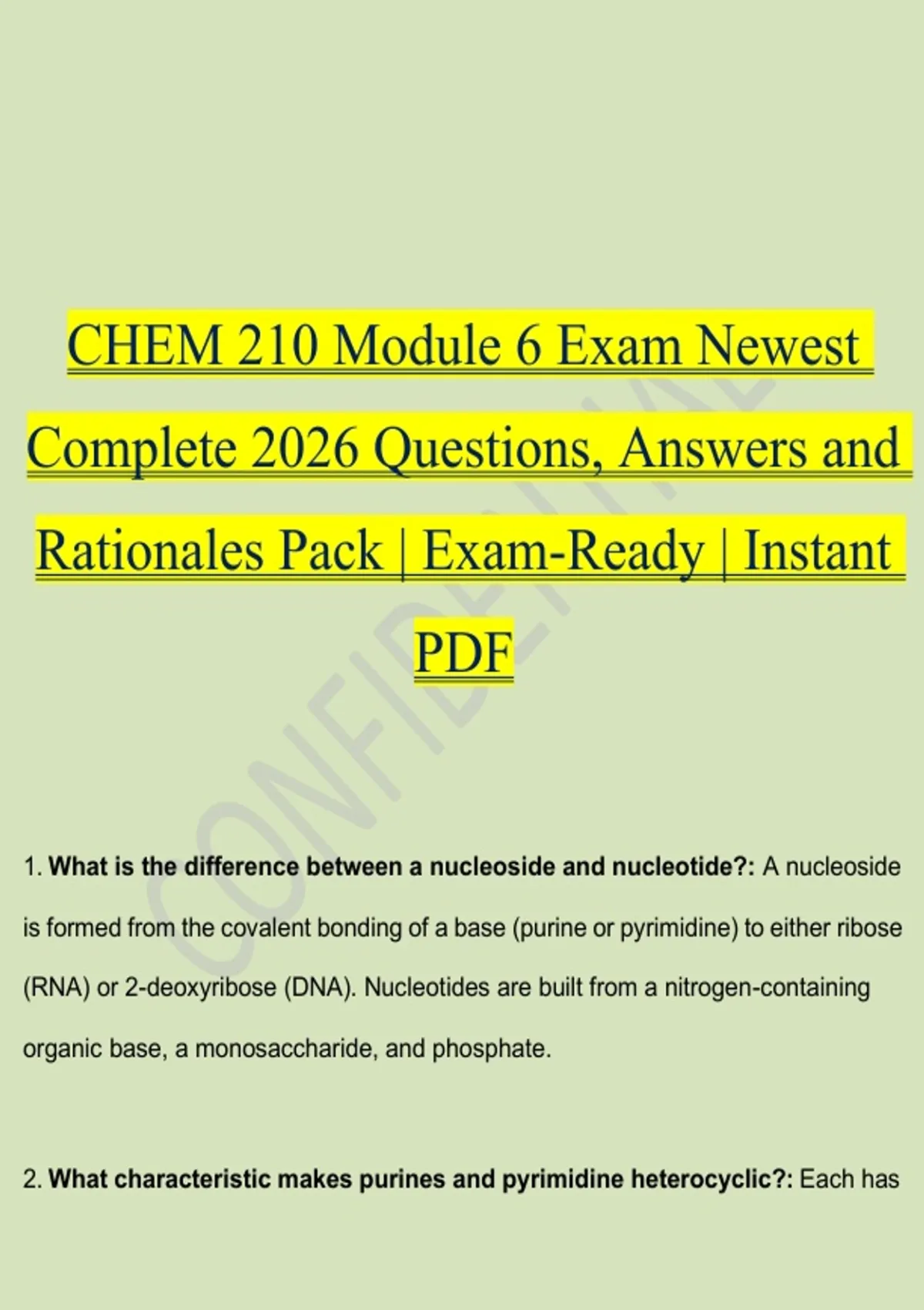 CHEM 210 Module 6 Exam Newest Complete 2026 Questions, Answers and ...