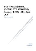PUB1602 Assignment 2 &lpar;COMPLETE ANSWERS&rpar; Semester 1 2026 - DUE April 2026