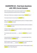 HAZWOPER 40 - Final Exam Questions with 100- Correct Answers
