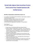 Florida Public Adjuster State Actual Exam Practice Test & License Prep&colon; Complete Questions with Verified Answers