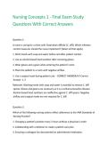 Nursing Concepts 1 - Final Exam Study Questions With Correct Answers