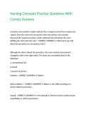 Nursing Concepts Practice Questions With Correct Answers
