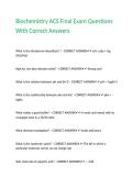 Biochemistry ACS Final Exam Questions With Correct Answers