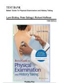 Bates&rsquo; Guide to Physical Examination and History Taking &ndash; Test Bank&comma; 13th Edition by Lynn S&period; Bickley&comma; Latest Updated Practice Questions and Answers