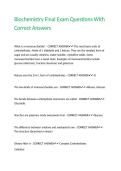 Biochemistry Final Exam Questions With Correct Answers 