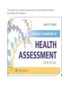 Health Assessment in Nursing &ndash; Test Bank&comma; 10th Edition by Janet R&period; Weber&comma; All Chapters&comma; Practice Questions and Answers
