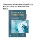 Test Bank For Handbook of Informatics for Nurses & Healthcare Professionals 7th Edition&vert; 9780138105792&vert; All Chapters 1-20&vert; LATEST &vert;2026