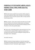 ESSENTIALS OF PSYCHIATRIC MENTAL HEALTH NURSING EXAM 2 FINAL PAPER 2026 FULL STUDY GUIDE