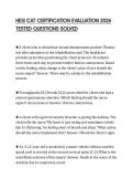 HESI CAT CERTIFICATION EVALUATION 2026 TESTED QUESTIONS SOLVED