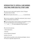 INTRODUCTION TO CRITICAL CARE NURSING SOLE FINAL PAPER 2026 FULL STUDY GUIDE