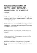 INTRODUCTION TO MATERNITY AND PEDIATRIC NURSING CERTIFICATION EVALUATION 2026 TESTED QUESTIONS SOLVED