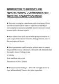 INTRODUCTION TO MATERNITY AND PEDIATRIC NURSING COMPREHENSIVE TEST PAPER 2026 COMPLETE SOLUTIONS