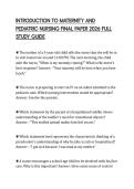 INTRODUCTION TO MATERNITY AND PEDIATRIC NURSING FINAL PAPER 2026 FULL STUDY GUIDE