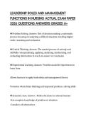 LEADERSHIP ROLES AND MANAGEMENT FUNCTIONS IN NURSING ACTUAL EXAM PAPER 2026 QUESTIONS ANSWERS GRADED A&plus;