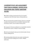 LEADERSHIP ROLES AND MANAGEMENT FUNCTIONS IN NURSING CERTIFICATION EVALUATION 2026 TESTED QUESTIONS SOLVED