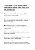 LEADERSHIP ROLES AND MANAGEMENT FUNCTIONS IN NURSING FINAL PAPER 2026 FULL STUDY GUIDE